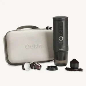 Outin Nano Travel Kit hordozható kávéfőző, space grey, szürke (Outin kemény tokkal)